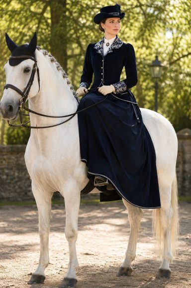 Foto: KI generiert, Reitkostüm aus unserem Atelier